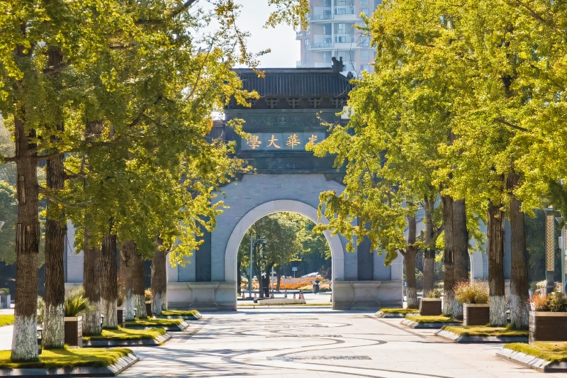 西南財經(jīng)大學(xué)光華大學(xué)門前，秋意氤氳。吳宇宸攝